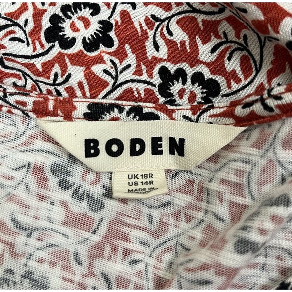 Boden Knot Front Jersey Casual Dress in Tomato Clover Swirl Size US 14 R - Picture 6 of 7
